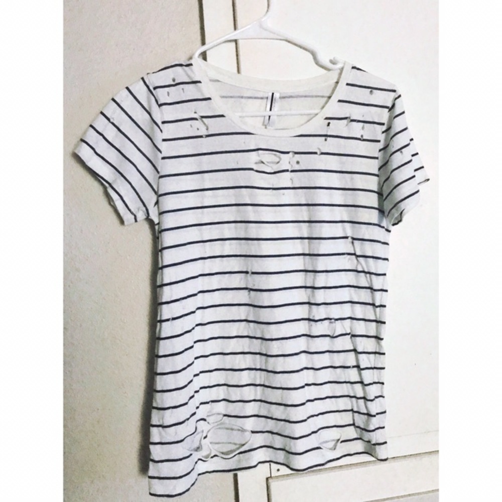 Forever 21 distressed striped shirt